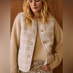Sezane Fred jacket/vest size 2 beige ecru tiles new with tags NWT